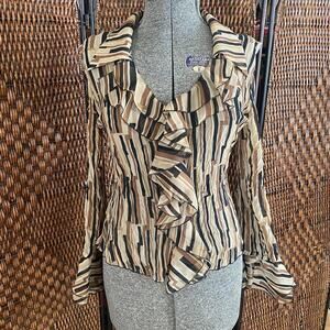 Size M-L//Vintage Y2K Crinkle Ruffles Bell Sleeve Blouse